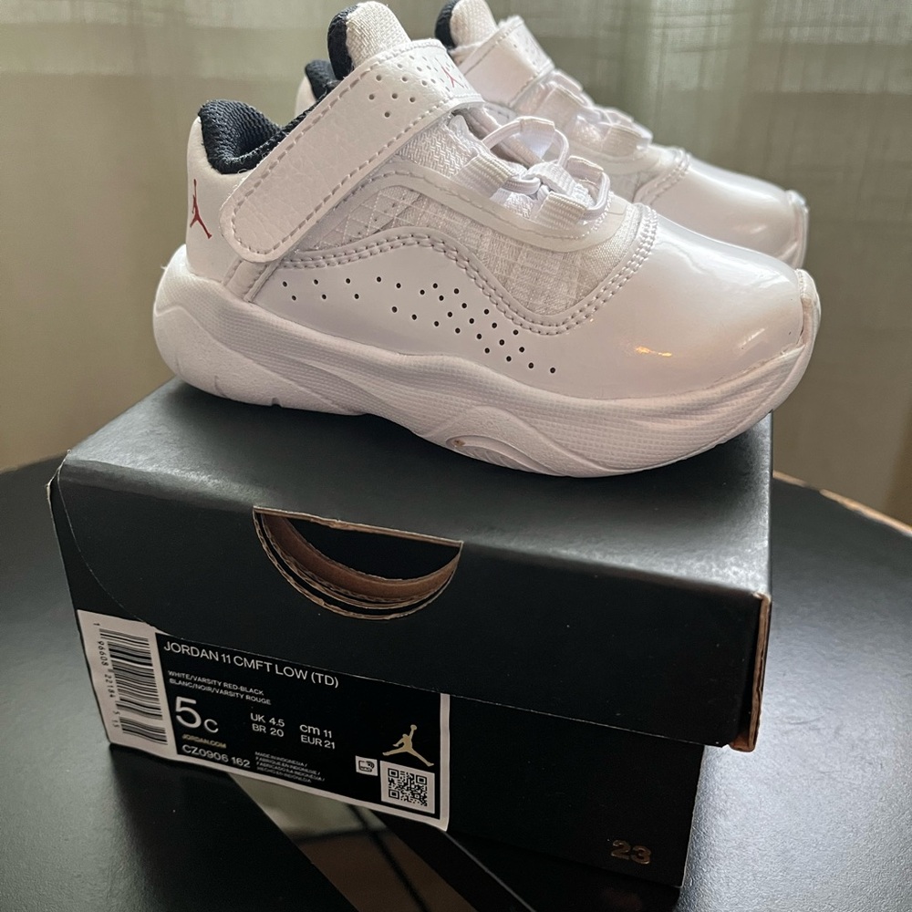 Jordan Kids' White and Red Sneakers